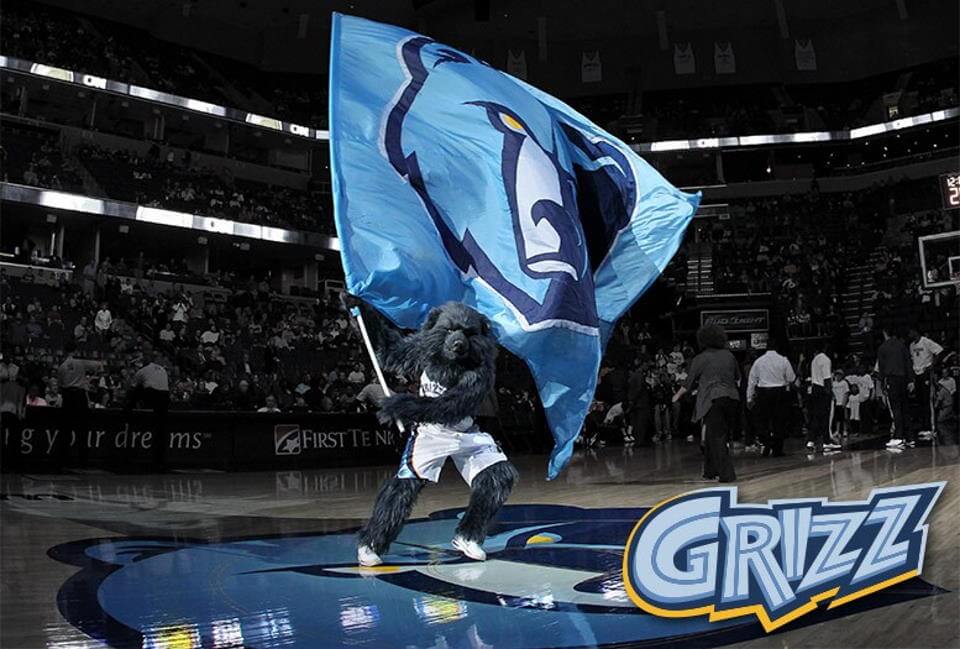 Grizz, mascot, Memphis Grizzlies, blue neon lights, NBA, creative, USA,  Memphis Grizzlies mascot, HD wallpaper