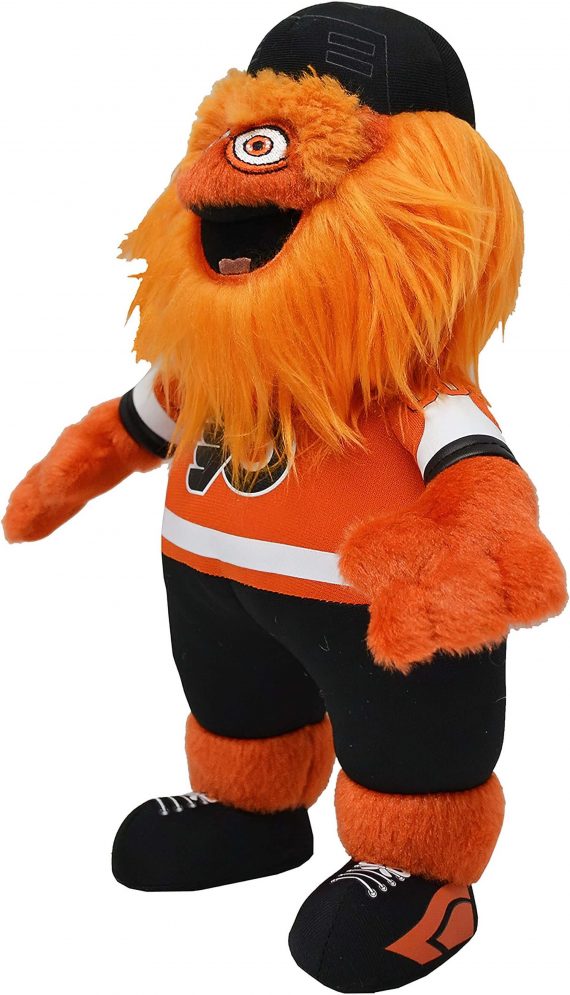 orange gritty plush figure - side view
